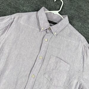 Banana Republic Shirt Mens Medium Purple Long Sleeve Linen Button Down Casual